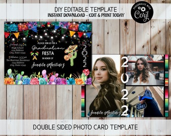Fiesta Abschluss einladung editierbar Fiesta Einladung, Grad Fiesta Party, Abschluss ankündigung, Foto Abschluss Einladung, Fiesta Theme Party