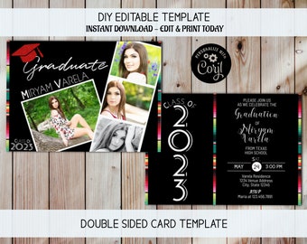 Fiesta Graduation Invitation, Editable Fiesta Invite, Graduation Party, Graduation Announcement, Photo Graduation Invite, Fiesta Theme Party