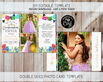 ミス キンセ アノス、15 歳の誕生日の招待状、写真の招待状、ミス キンセの招待状、フィエスタ テーマの招待状、キンセアネーラの招待状、メキシコのテーマの招待状