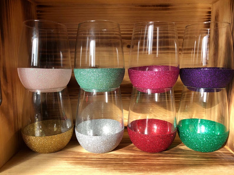 Glitterdipped Stemless Wine Glasses Now with Rose Gold Etsy
