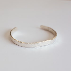 Men's 925 Silver Hammered Cuff/ Open Bangle image 3