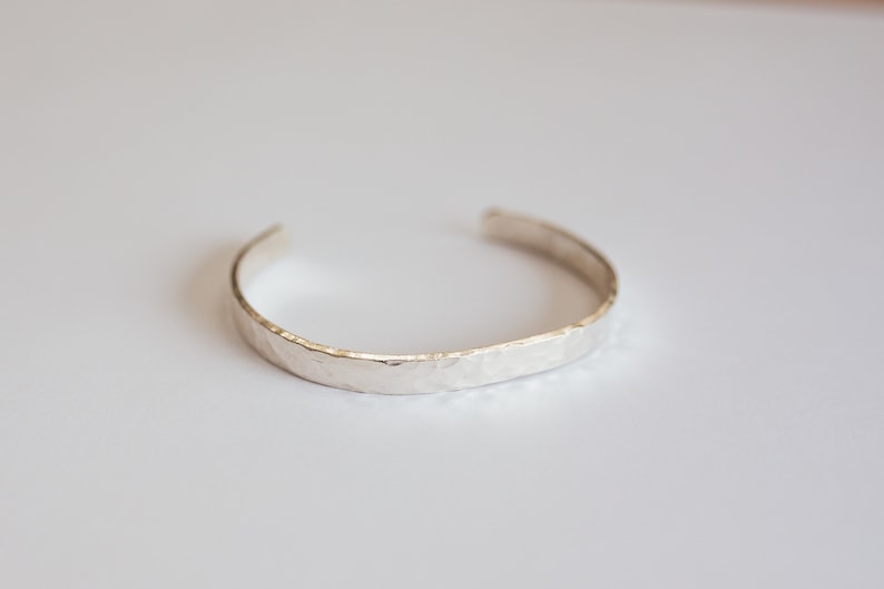 Men's 925 Silver Hammered Cuff/ Open Bangle image 3