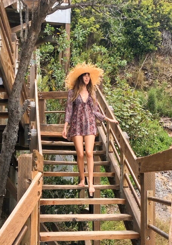 Boho Print Chiffon Swimsuit Coverup: Adjustable Beach Kaftan