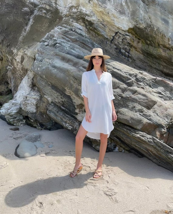 beach wrap shirt dress High Low Dress: Roll-Up Sleeves, Swim Coverup Width:Extra Wide (D) this breezy design keeps DROP_FEB26-D2 Sydney Sweeney Dress Anyone