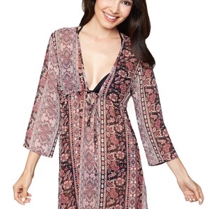 Boho Print Chiffon Swimsuit Coverup: Adjustable Beach Kaftan image 4