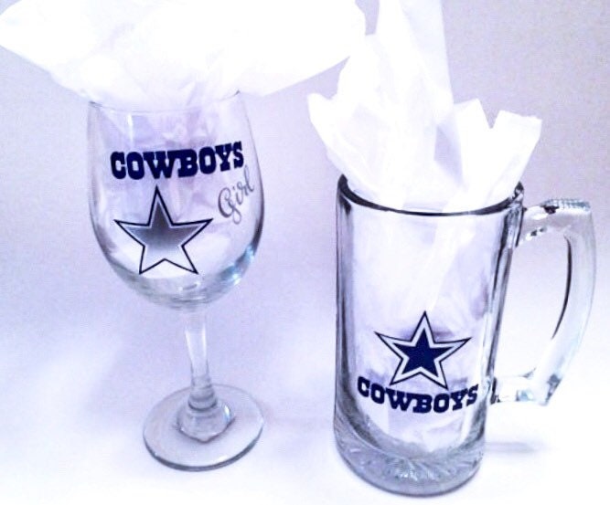 Dallas Cowboys Beer Mugs & Wine Glasses set of 2 Etsy