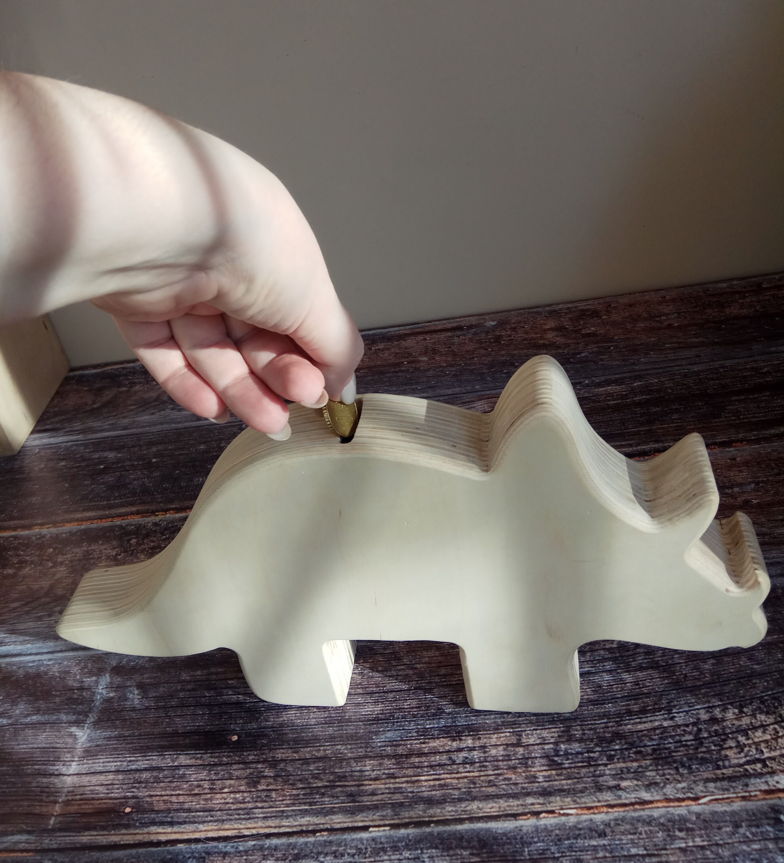 Wooden Piggy Banks For Kids Unique Piggy Bank Dinosaur Etsy