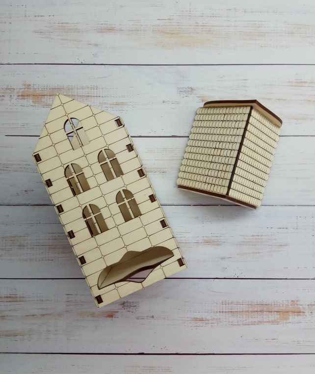 Wooden Tea House For Bags Storage Unpainted Plywood Image 0