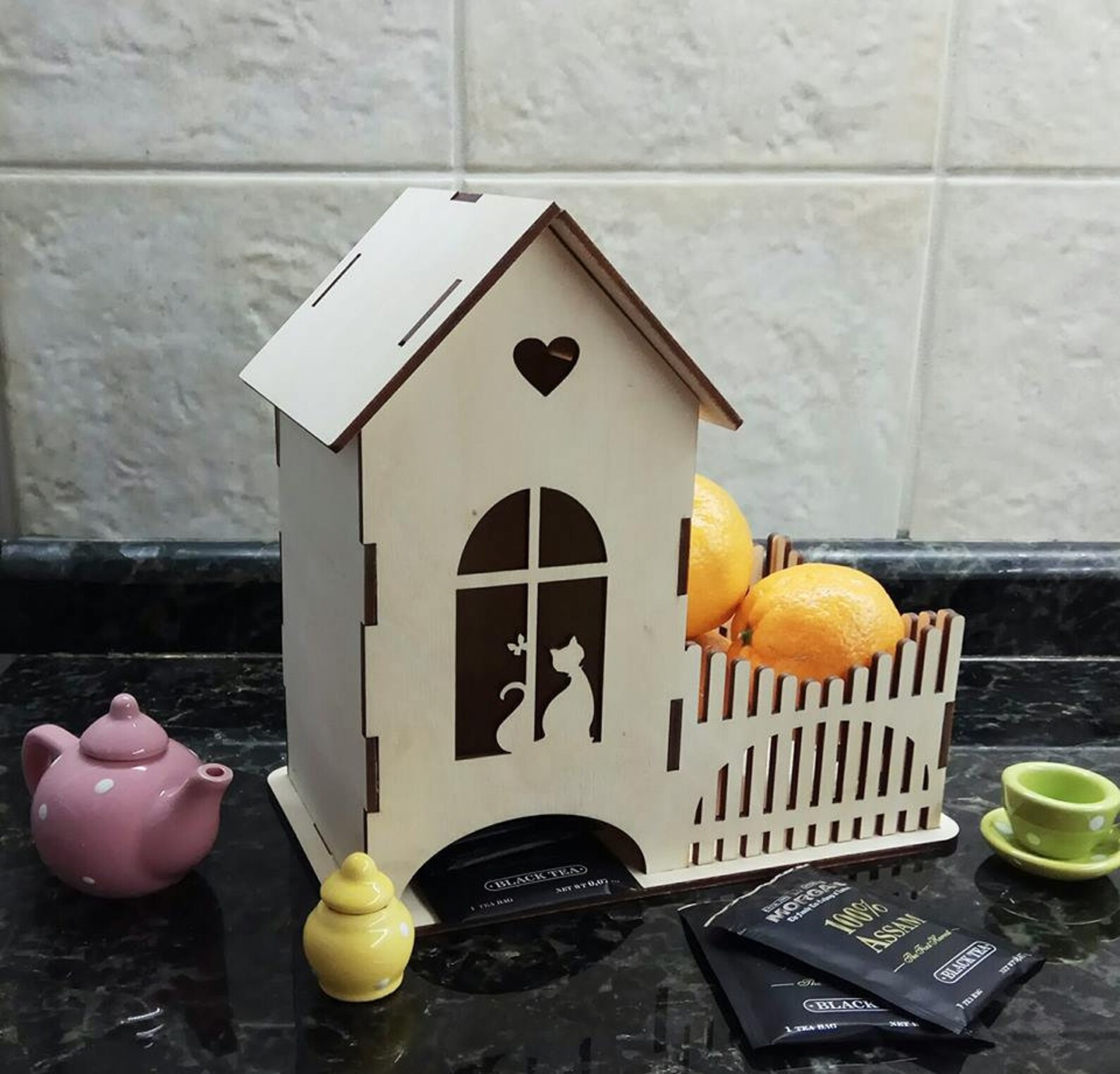 Wood Tea House Home Kitchen Dining Bar Decor Unpainted Cat Etsy