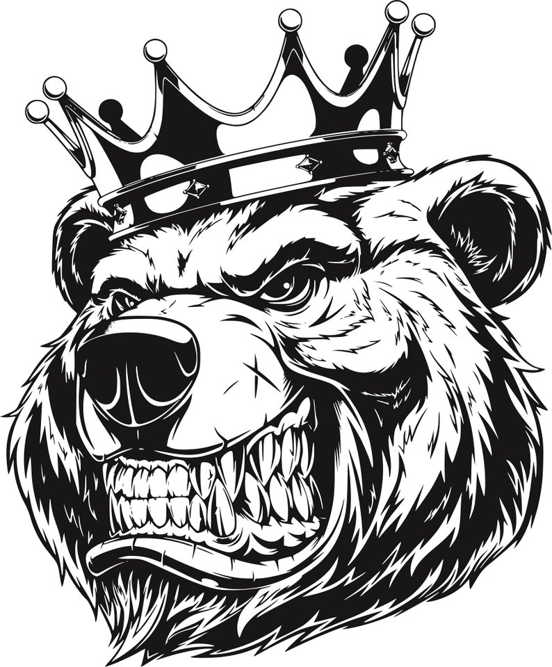 Angry Bear ClipArt. Vector Image. Fierce Grizzly Bear Head Etsy