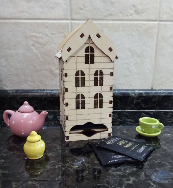 Wooden Tea House For Bags Storage Unpainted Plywood Image 0