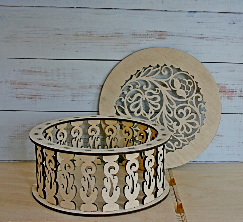 Wood Box Decorative Box With Lid Laser Cut Rustic Keepsake for Etsy