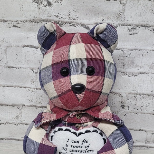 Small Memory Bear made from a loved ones clothing