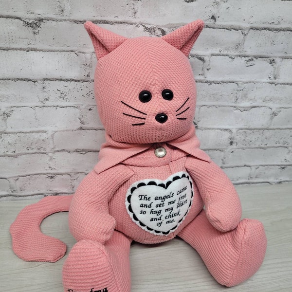 Memory Kitty made from a loved ones shirt /memory cat/ memorial gift for a girl