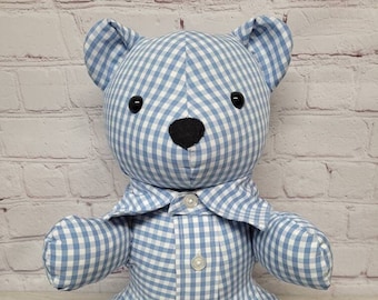 Hug Me Memorial Bear made from a loved ones clothing who has passed