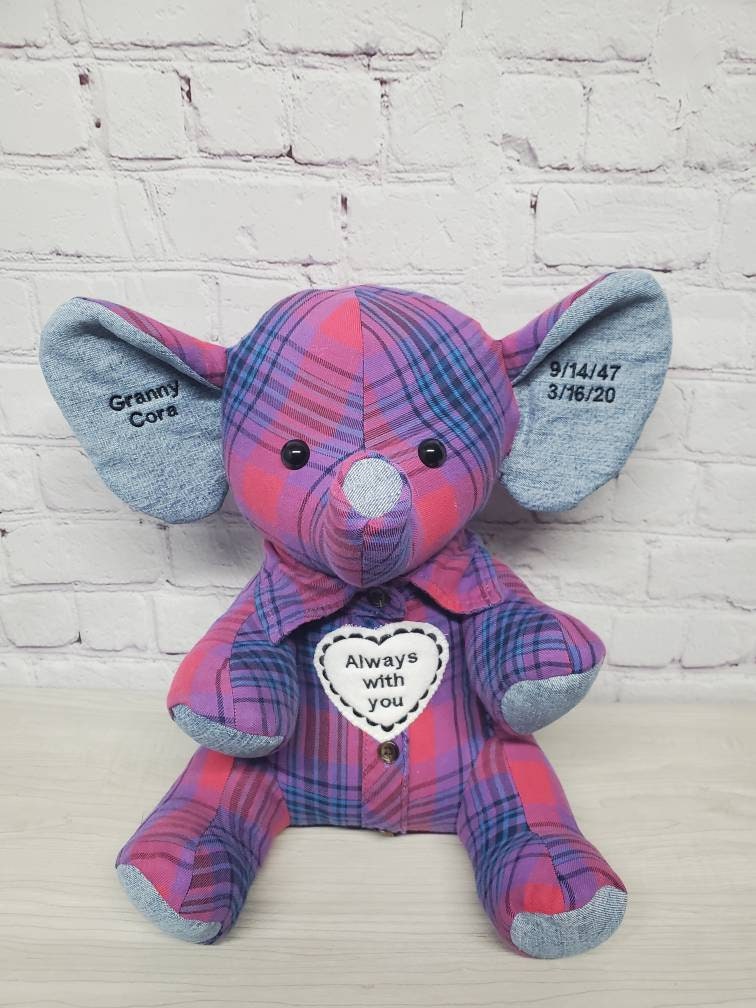 Memory Elephant Keepsake: Handmade from Loved One's Shirt
