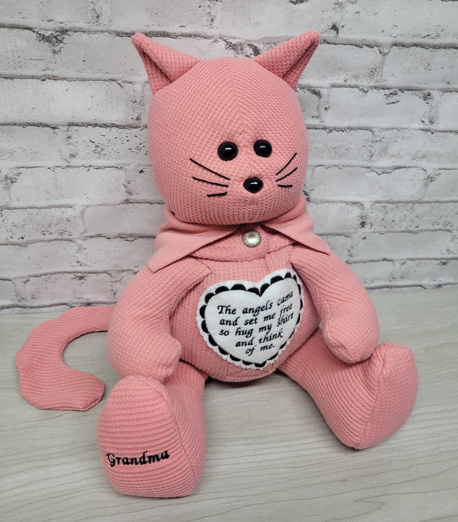 Memory Kitty made from a loved ones shirt /memory cat/ memorial gift for a girl