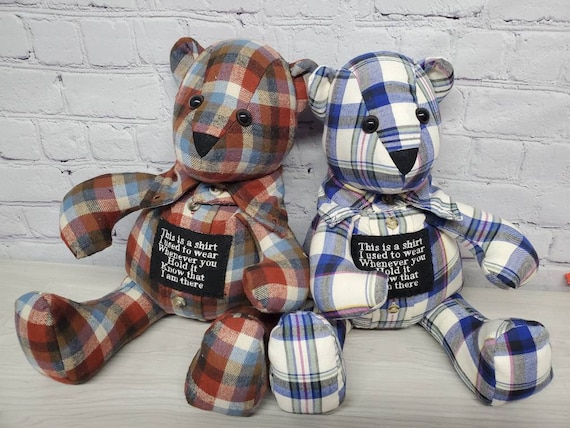 Handcrafted Memory Bear and Pillow Set Personalized Keepsake Made From  Clothes of Loved Ones for Bereavement and Grief Support 