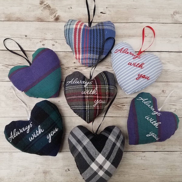 Memory Heart Ornament made from a loved ones clothes who has passed