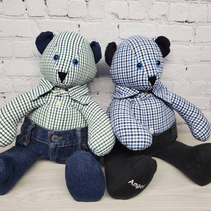 Memory Bear 20&quot; wearing pants and a shirt, keepsake wearing clothes, loss of dad / mom