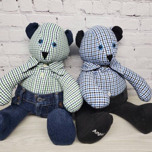 Memory Bear 20" wearing pants and a shirt, keepsake wearing clothes, loss of dad / mom