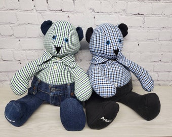 Memory Bear 20" wearing pants and a shirt, keepsake wearing clothes, loss of dad / mom