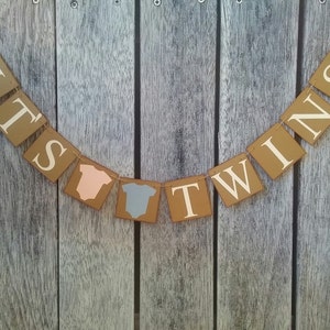 Twins banner, twins baby banner, twins baby shower banner, It's twins sign image 1