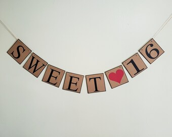 SWEET 16 banner, happy birthday banner, birthday sign sweet 16 birthday decorations custom birthday signs, birthday decorations, party decor