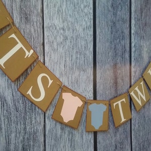 Twins banner, twins baby banner, twins baby shower banner, It's twins sign image 2