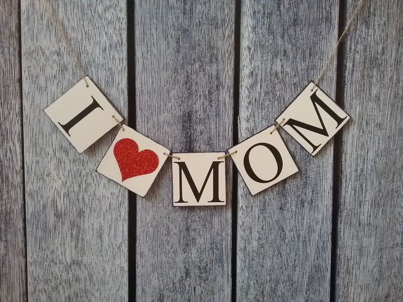 Mother's day banner, I love mom banner, happy mothers day banner, love banner, mothers day love banner, photo prop image 1