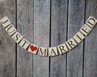 JUST MARRIED banner, wedding banner, just married sign, wedding decorations, just married sign