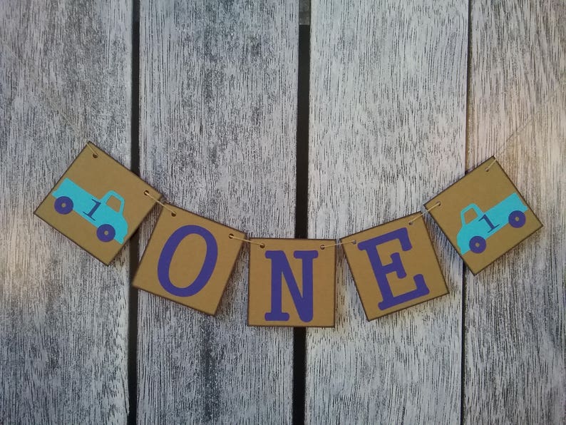 Little blue truck banner blue truck 1st birthday banner little blue truck birthday little blue truck high chair banner blue truck decor