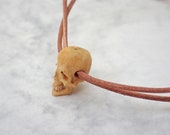 Japanese small skull bead for brecelet with horizontal hole Deer Antler Carving -h 髑髏作家服部 髑髏珠