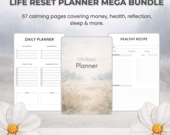 Planificador de reinicio de vida, Planificador de autocuidado para un invierno tranquilo, Paquete imprimible de organización de vida, Diario de reinicio de bienestar, Descarga en PDF A4