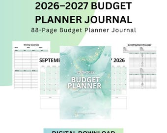 Diario de planificación de presupuesto 2026-2027 / Planificador financiero imprimible / Registro de gastos, ahorros y presupuesto mensual / Descarga digital