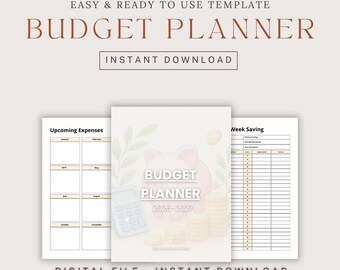 Planificador de presupuesto 2026-2027 / Registro de gastos imprimible / Hojas de presupuesto mensuales y semanales / Descarga digital