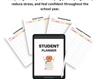 Planificador estudiantil imprimible (2026-2027) / Planificador de estudios, registro de tareas y organizador escolar semanal (PDF)