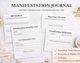 Diario de Manifestación 2026-2027 (Imprimible) / Planificador Azul Pátina Tranquila / Diario de Intención y Reflexión Guiada / PDF A4