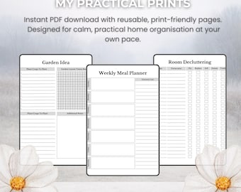 Planificador del hogar / Planificador de organización del hogar de 54 páginas / Limpieza, presupuesto, comidas y planificación de la vida / PDF imprimible A4 - Tema de invierno tranquilo