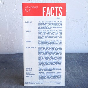 Expo 67 Facts Brochure