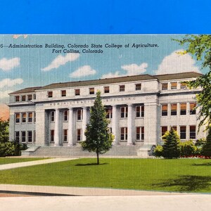 Edificio amministrativo Colorado State College of Agriculture Cartolina di lino