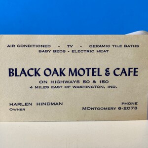Cartão De Visita Black Oak Motel & Cafe