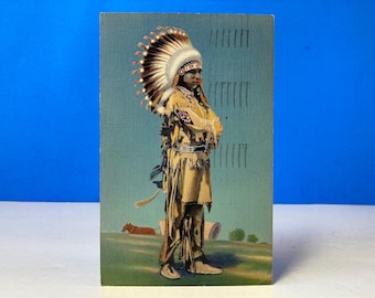 Pueblo Indian Dancer Linen Postcard