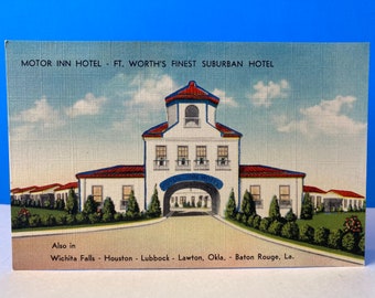 Motor Inn Hotel Fort Worth Linen Postcard