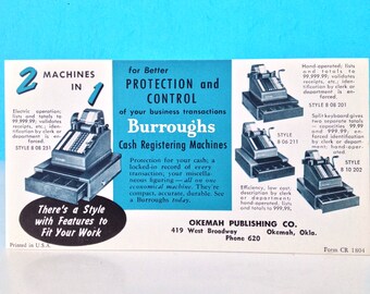 Burroughs Cash Registering Machines Ink Blotter