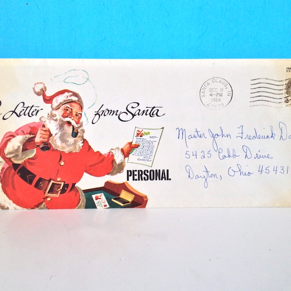 1969 Letter From Santa Claus Indiana