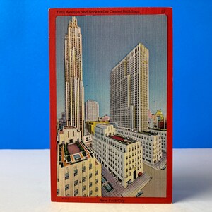 Cartolina degli edifici della Fifth Avenue e del Rockefeller Center