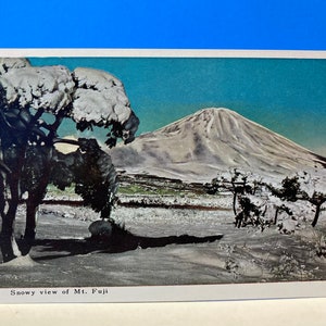 Carte postale enneigée du mont Fuji