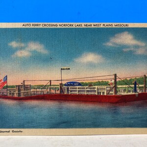 Cartão Postal Auto Ferry Crossing Norfork Lake Linen