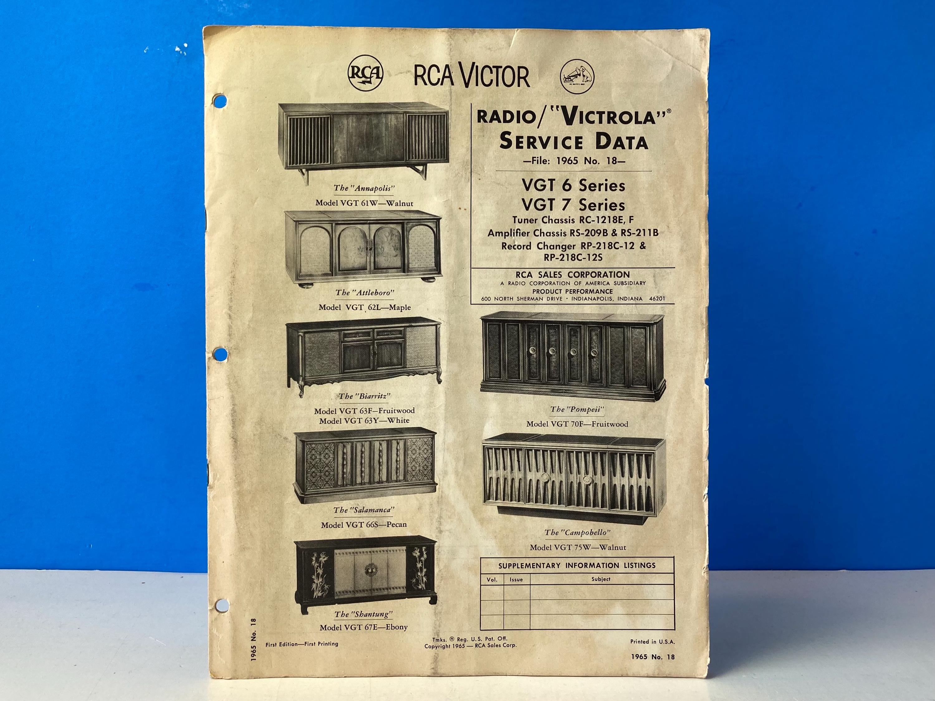 RCA Victor Radio Victrola Service Data 1965 - Etsy
